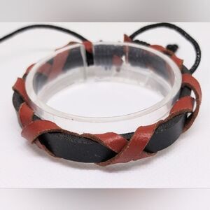 Men's bracelet leather braided brown‎ new e78